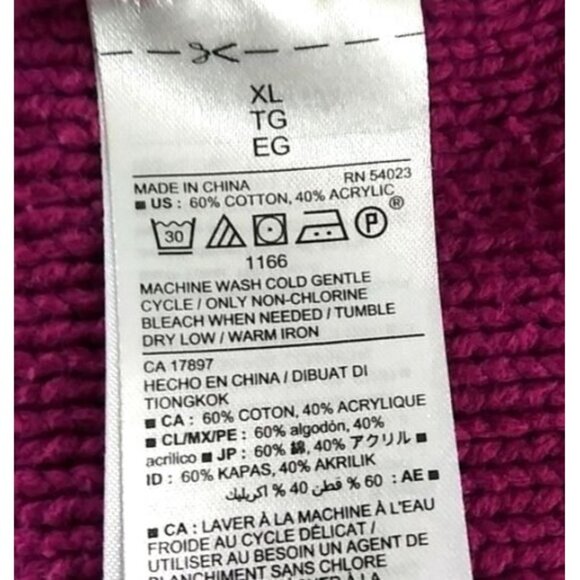 Old Navy Plus Size XL Sweater Womens Cable Knit Pullover Fuchsia Pink Crewneck - Picture 6 of 7